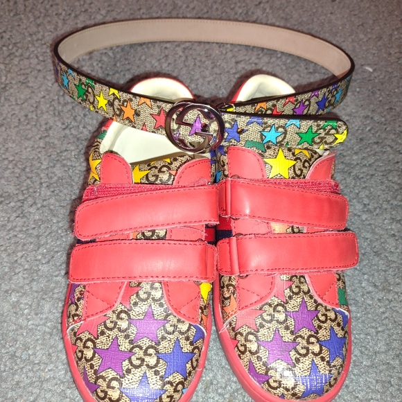 COPY - Gucci Ace GG Rainbow Star Sneaker and Belt set - Picture 1 of 5